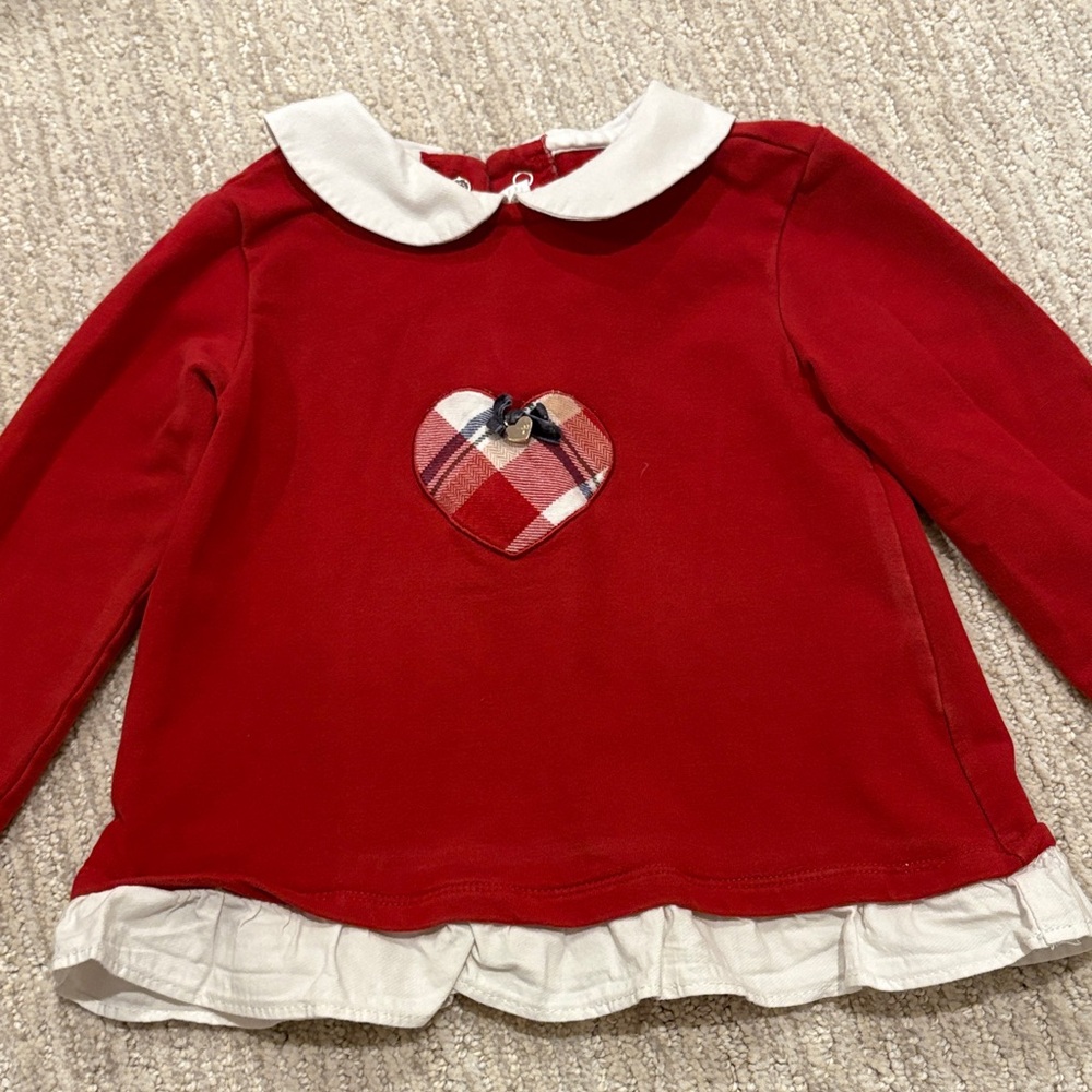 Mayoral Red Long Sleeve Shirt with Heart Detail
